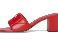COACH Holly Block Heel Sandals with Quilting Sport Red Online