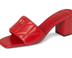 COACH Holly Block Heel Sandals with Quilting Sport Red Online