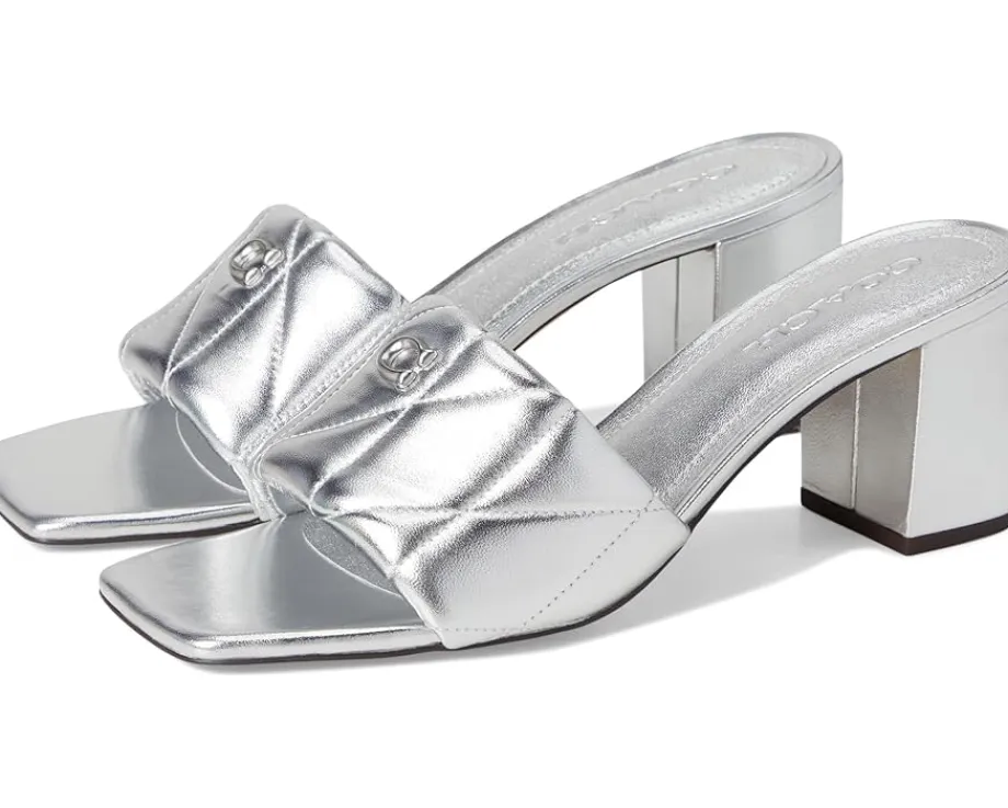 Women COACH Holly Block Heel Sandals with Quilting