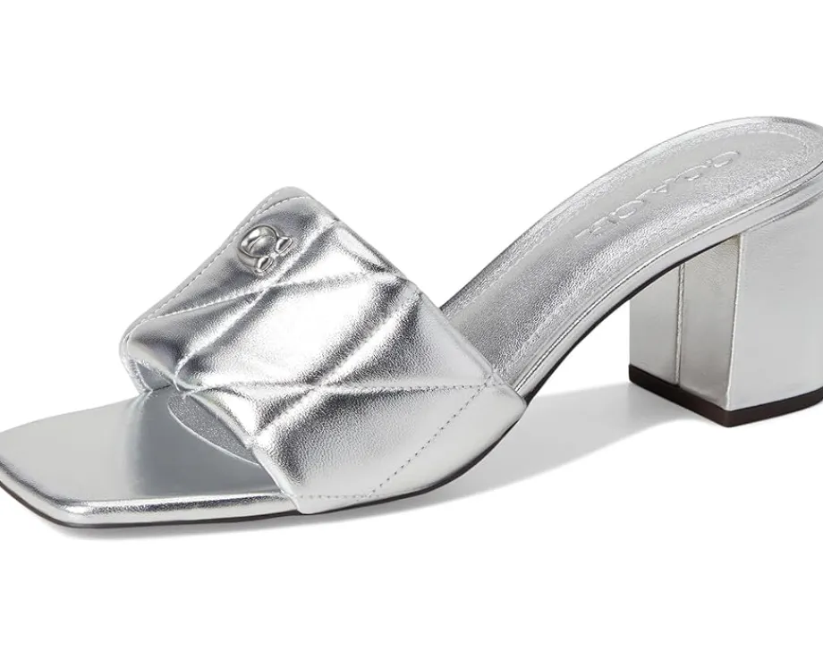 Women COACH Holly Block Heel Sandals with Quilting