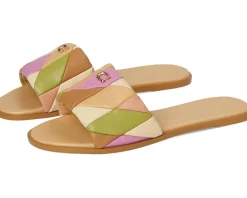 Women COACH Holly Quilted Patchwork Leather Sandals