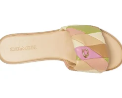 Women COACH Holly Quilted Patchwork Leather Sandals