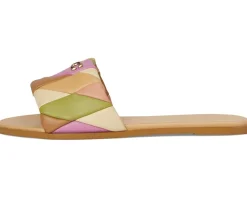 Women COACH Holly Quilted Patchwork Leather Sandals