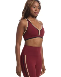 Beach Riot Ida Top Maroon Merlot Color-Block Hot