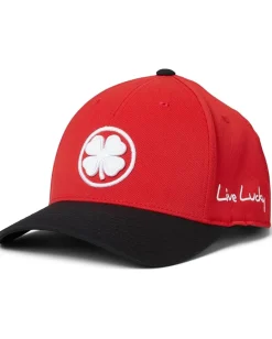 Black Clover Inner Luck 1 Adjustable Hat Red/Black Hat/3d White Clover