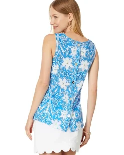 Lilly Pulitzer Iona Sleeveless Top Lunar Blue My Flutter Half Engineered Woven Top Best