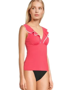 Tommy Bahama Island Cays Cabana Ruffle Tankini Coral Coast Hot