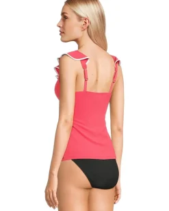 Tommy Bahama Island Cays Cabana Ruffle Tankini Coral Coast Hot