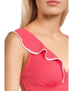 Tommy Bahama Island Cays Cabana Ruffle Tankini Coral Coast Hot