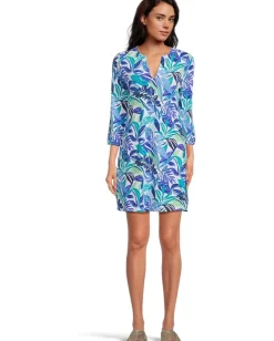 Tommy Bahama Island Cays Marina Sleeve Spa Dress Beach Glass Blue Clearance