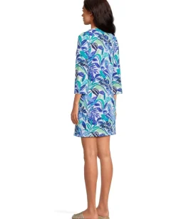 Tommy Bahama Island Cays Marina Sleeve Spa Dress Beach Glass Blue Clearance