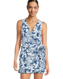 Tommy Bahama Islandcays Blooms Wrap Romper Indigo Tide Best
