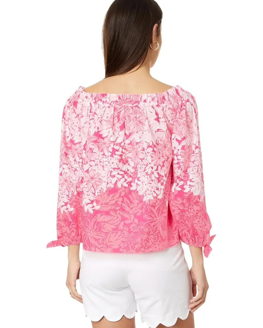Lilly Pulitzer Jamielynn Long Sleeve Off The Shoulder Top Roxie Pink Shadow Dancer Engineered Outlet
