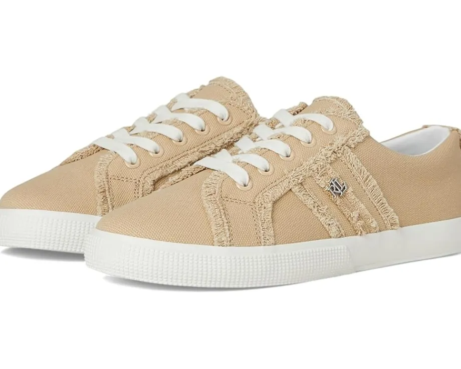Lauren Ralph Lauren Janson Frayed Canvas Sneakers Sand Dune Sale