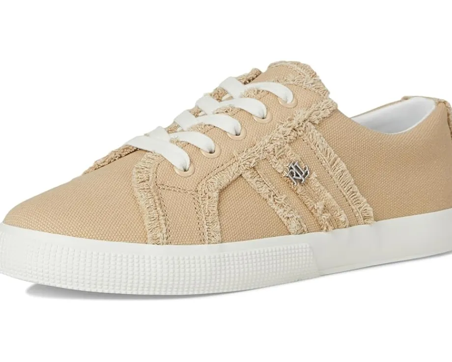 Lauren Ralph Lauren Janson Frayed Canvas Sneakers Sand Dune Sale