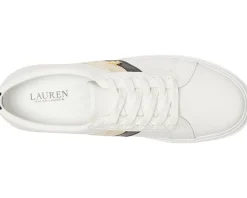 Women Lauren Ralph Lauren Janson II Color-Blocked Leather Sneakers