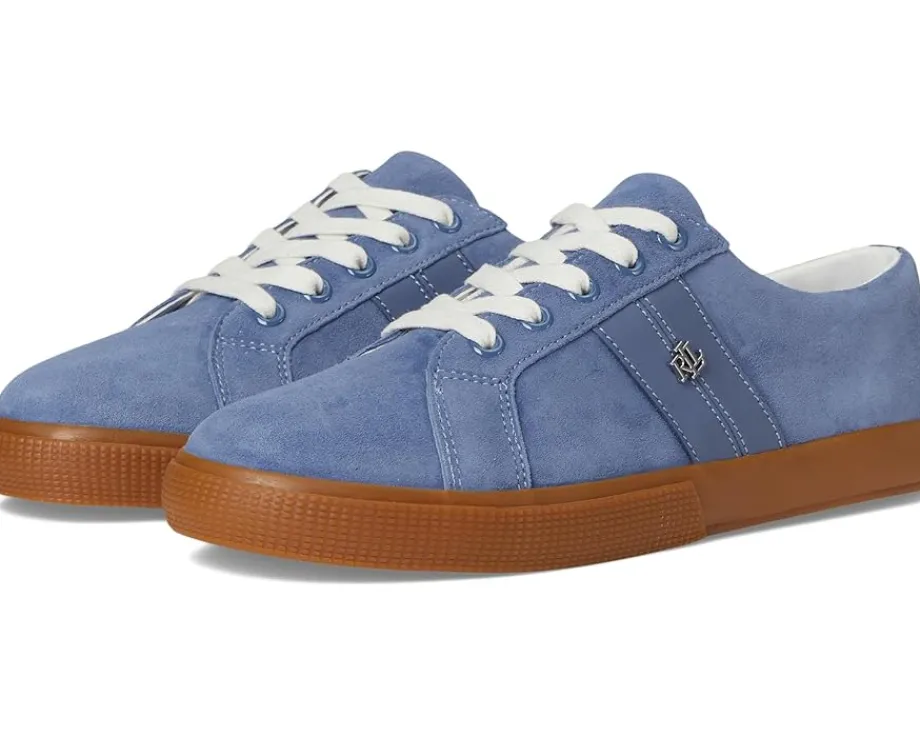 Lauren Ralph Lauren Janson II Suede & Nappa Leather Sneakers Capri Blue Clearance