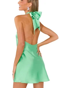 Show Me Your Mumu Jasmine Halter Mini Dress Kiwi Luxe Satin Best