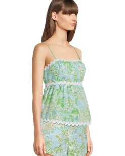 Lilly Pulitzer Jaydis Top Fresh Water Blue Sunbathers Bliss Outlet
