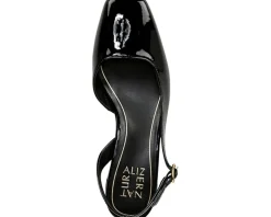 Naturalizer Jayla Low Heel Slingback Dress Shoes Black Faux Leather Best