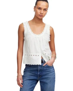Madewell Jenny Top in Cotton Viscose Voile White Hot