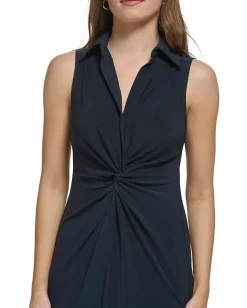 Tommy Hilfiger Jersey Knot Front Shirtdress Sky Captain Discount