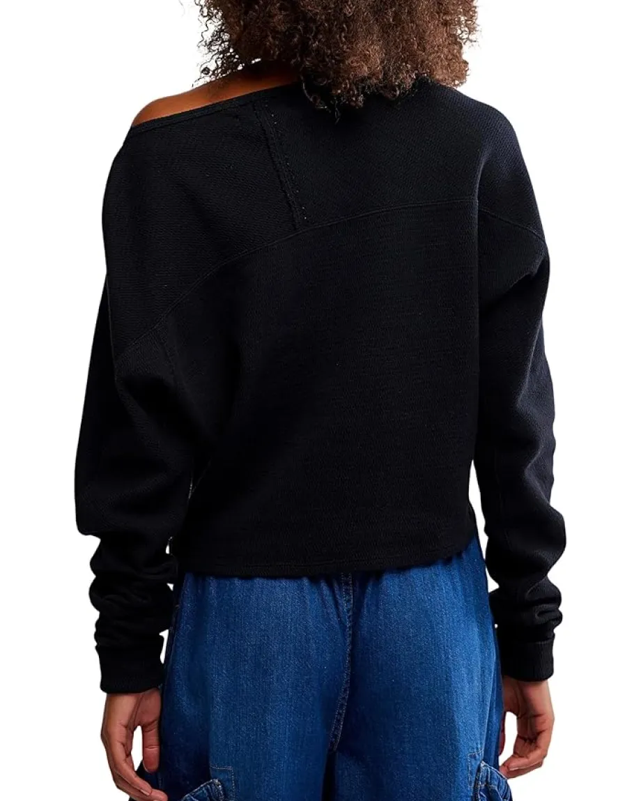 Free People Jess Long Sleeve Black Clearance