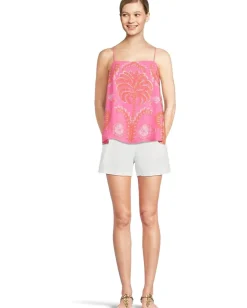 Lilly Pulitzer Jesslyn Top Sunkissed Pink Breezy Palm Engineered Woven Top Best