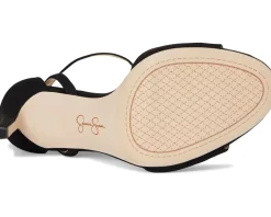 Jessica Simpson Jetser Chain Medallion Heeled Sandals Black New