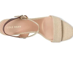 Cole Haan Josie Block Heel Sandals 65mm Canvas/Bloodstone Leather/Soft Gold Specchio Best