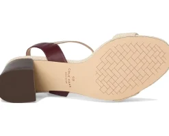 Cole Haan Josie Block Heel Sandals 65mm Canvas/Bloodstone Leather/Soft Gold Specchio Best