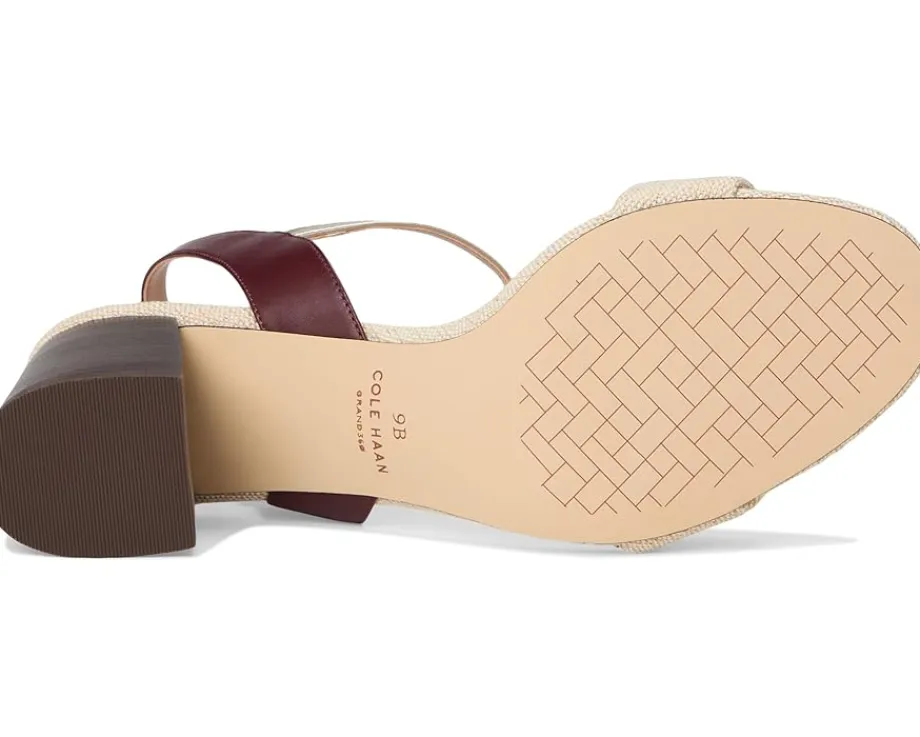 Cole Haan Josie Block Heel Sandals 65mm Canvas/Bloodstone Leather/Soft Gold Specchio Best