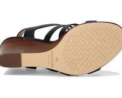 Cole Haan Josie Fisherman Wedge Sandals Black Leather