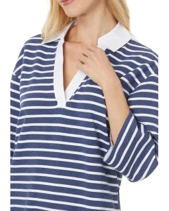 Tommy Bahama Jovanna Stripe 3/4 Sleeve Dress Island Navy Heather Sale