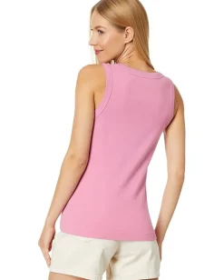 Dylan by True Grit Jude Rib Knit Crew Neck Tank Rose New