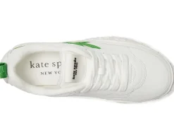 Kate Spade New York K As In Kate Smooth Leather Runner True White/ KS Green Best