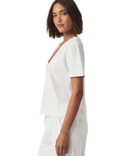 Splendid Kacey Crochet V-Neck Tee White New