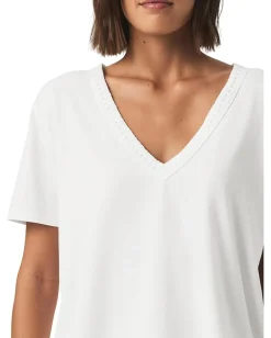 Splendid Kacey Crochet V-Neck Tee White New