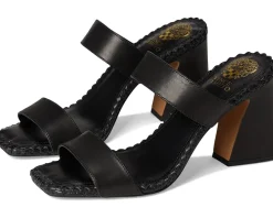 Vince Camuto Kaden Stitched Block Heel Mule Sandals Black Discount