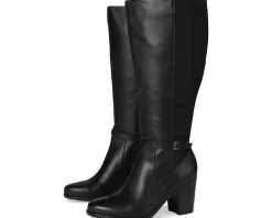Naturalizer Kalina-Stretch Extra Wide Calf Boots Black Leather and Fabric Sale