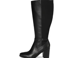 Naturalizer Kalina-Stretch Extra Wide Calf Boots Black Leather and Fabric Sale
