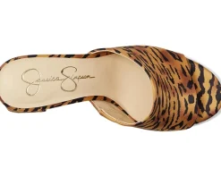 Jessica Simpson Kameena Mule Platform Sandals Natural Tiger Print Outlet
