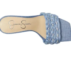 Jessica Simpson Kasova Braided Heeled Sandals Denim Blue/Clear Discount