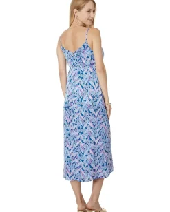 Lilly Pulitzer Keana Satin Midi Slip Dre Barton Blue Star Gazing Outlet