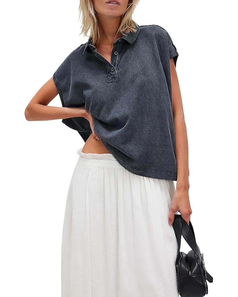 Free People Keep On Polo Washed Black Best