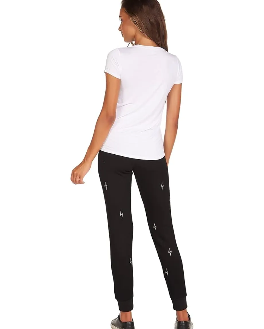 Women Michael Lauren Kendrick Short Sleeve V-Neck Tee with Electric Bolt Crystals