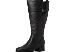 Naturalizer Kenna Extra Wide Calf Knee High Boots Black Leather Outlet