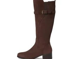 Naturalizer Kenna Wide Calf Knee High Boots Chocolate Bar Brown Suede Clearance