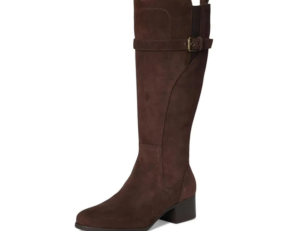 Naturalizer Kenna Wide Calf Knee High Boots Chocolate Bar Brown Suede Clearance