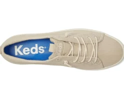 Keds Kickback Canvas Slip On Oatmeal Washed Twill New